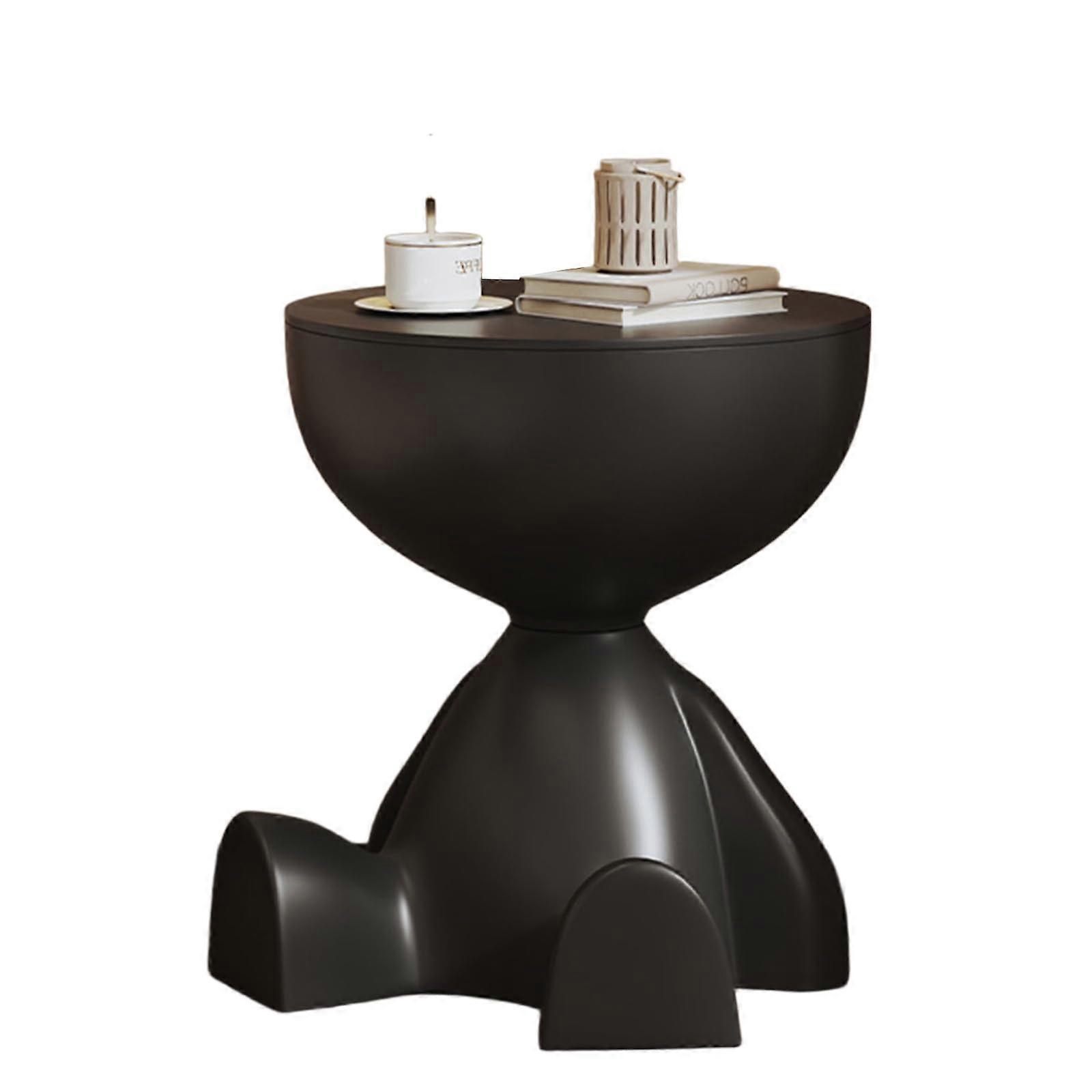 Round Coffee Table with Storage, Small Side Table for Living Room, Durable Waterproof Build, Black