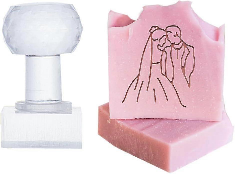 Wedding Characters Soap Stamps Soap Embossing Stamp with Handles Clear Acrylic Soap Chapter Imprint Stamp Transparent Stamp for Homemade Soap DIY Arts