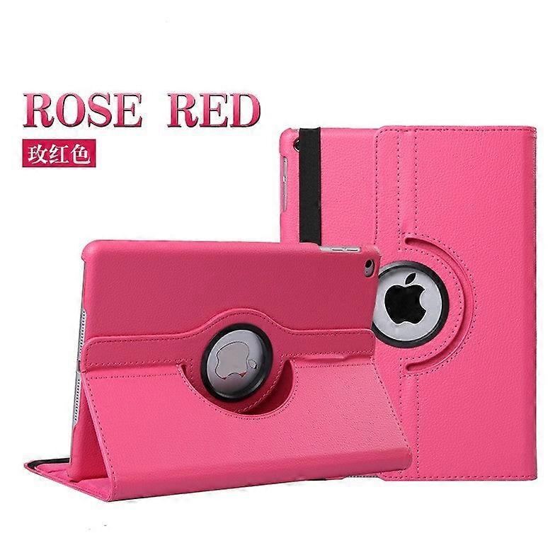 Stylish Case For Ipad Pro 9.7" Rose Red Lychee Texture Rotating Leather