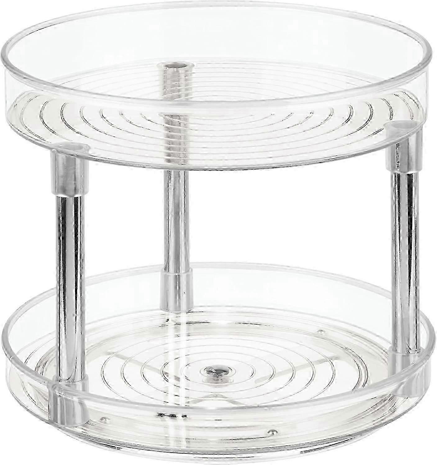 2-tier Rotating Plastic Spice Turntable Organizer