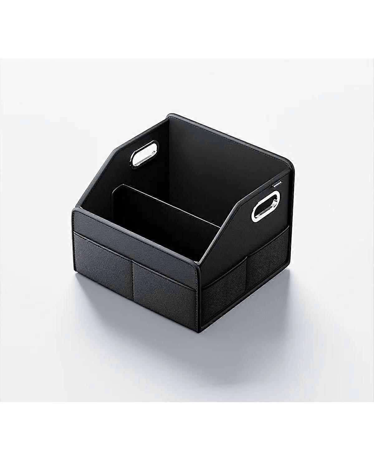 Car Trunk Organizer PU Leather Foldable Storage Box with Lid for SUV MPV MultiCompartment Use