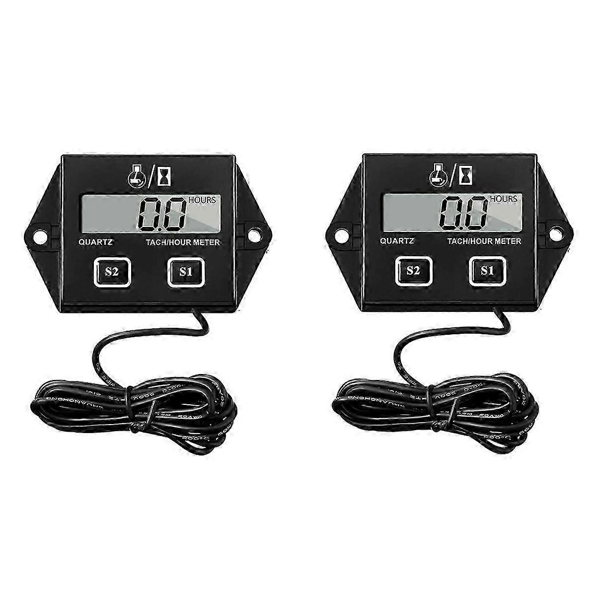 2PC Gasoline Engine Tachometer Timer Replaceable Battery Waterproof Induction Digital Display 2 4 S