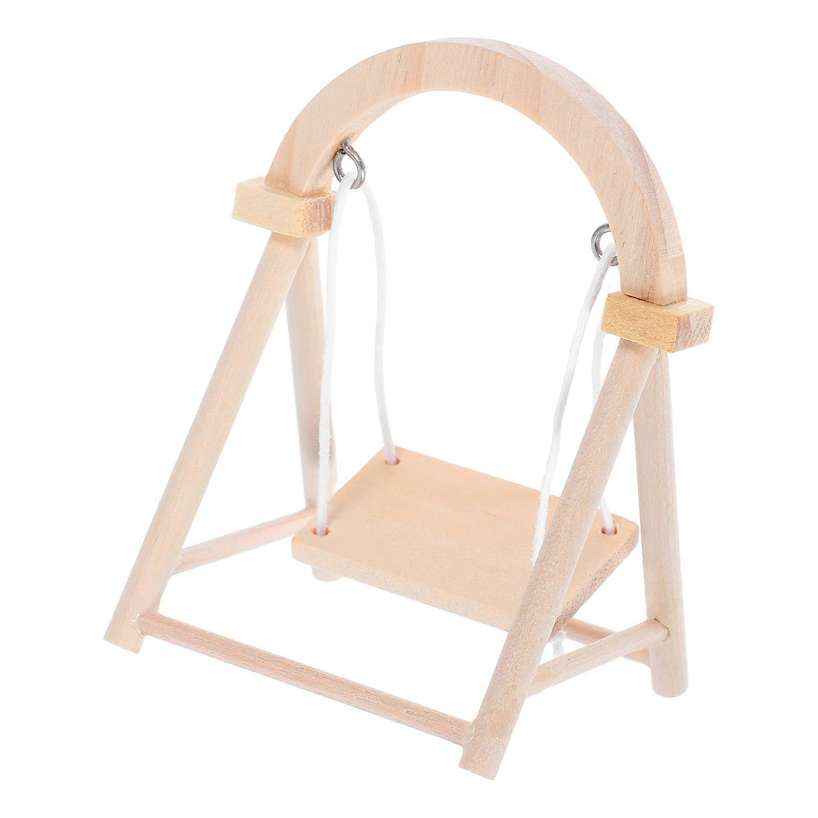 Miniature Dollhouse Garden Swing Using Wood for Simulation