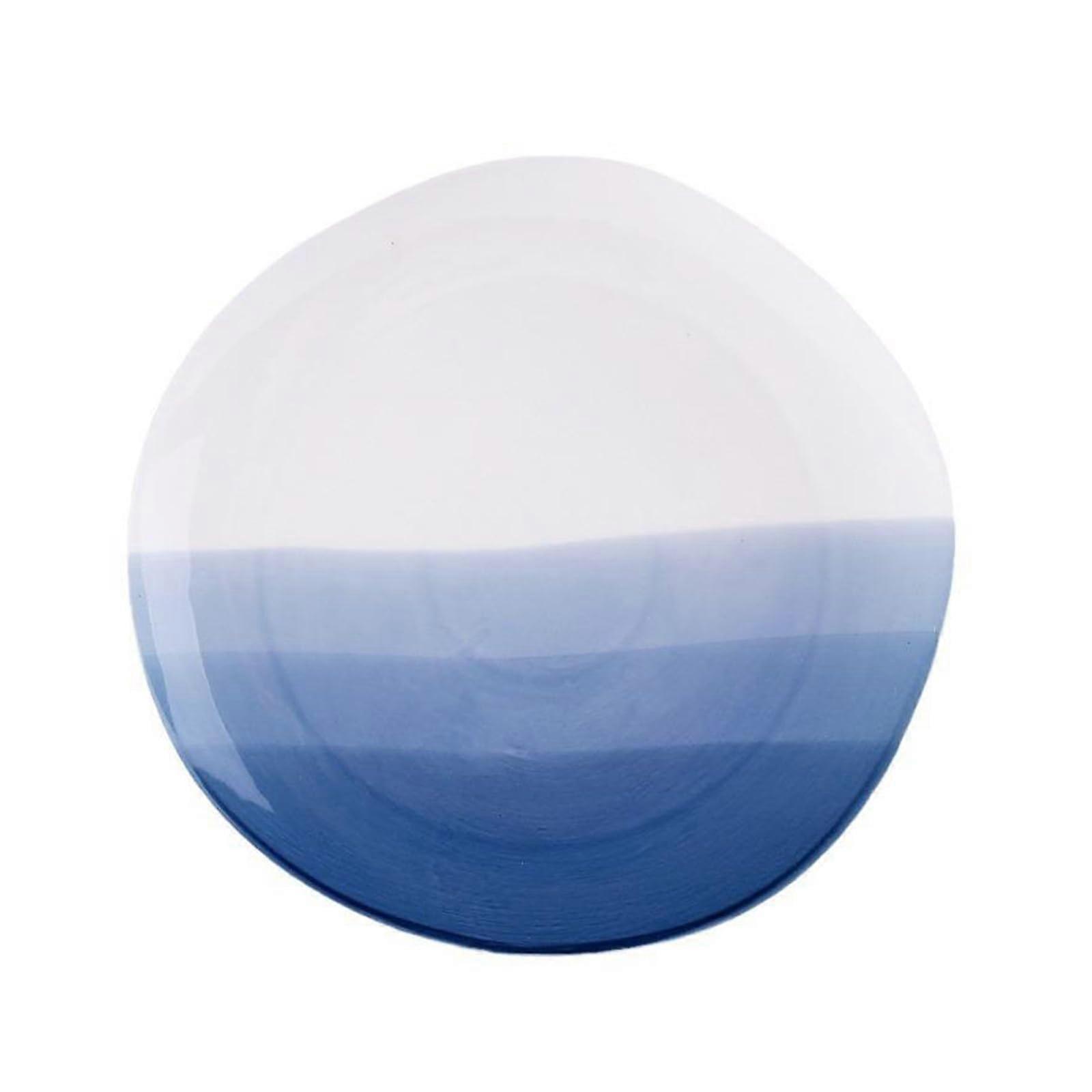 Blue Gradient Ceramic Dinner Plate 26.5cm, Irregular Serving Design, Microwave Dishwasher Safe