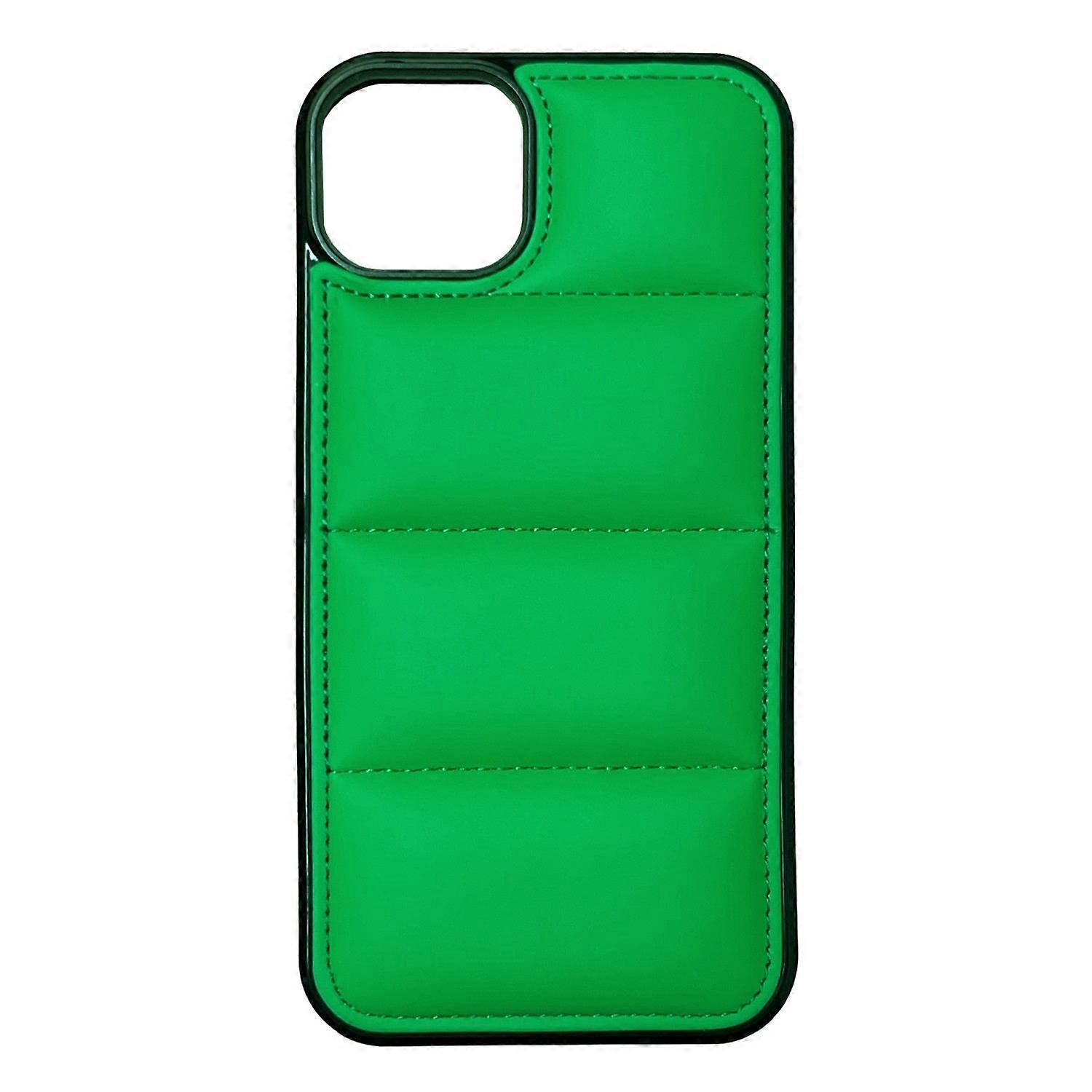 Case For Iphone 13 Mini Green Padded Down Jacket Leather No7755