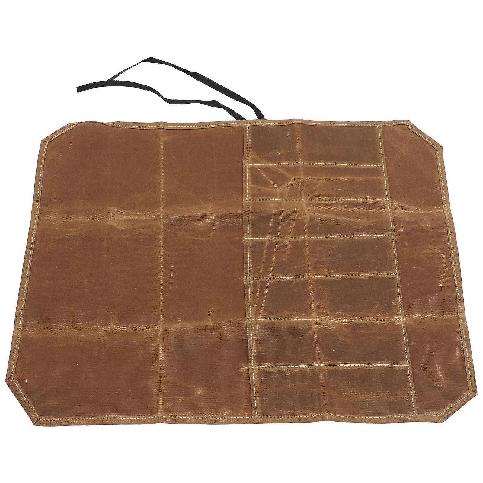 Canvas Roll Bag Organizer For Kitchen Tools Light Brown Anti Scratch Storage 1Set