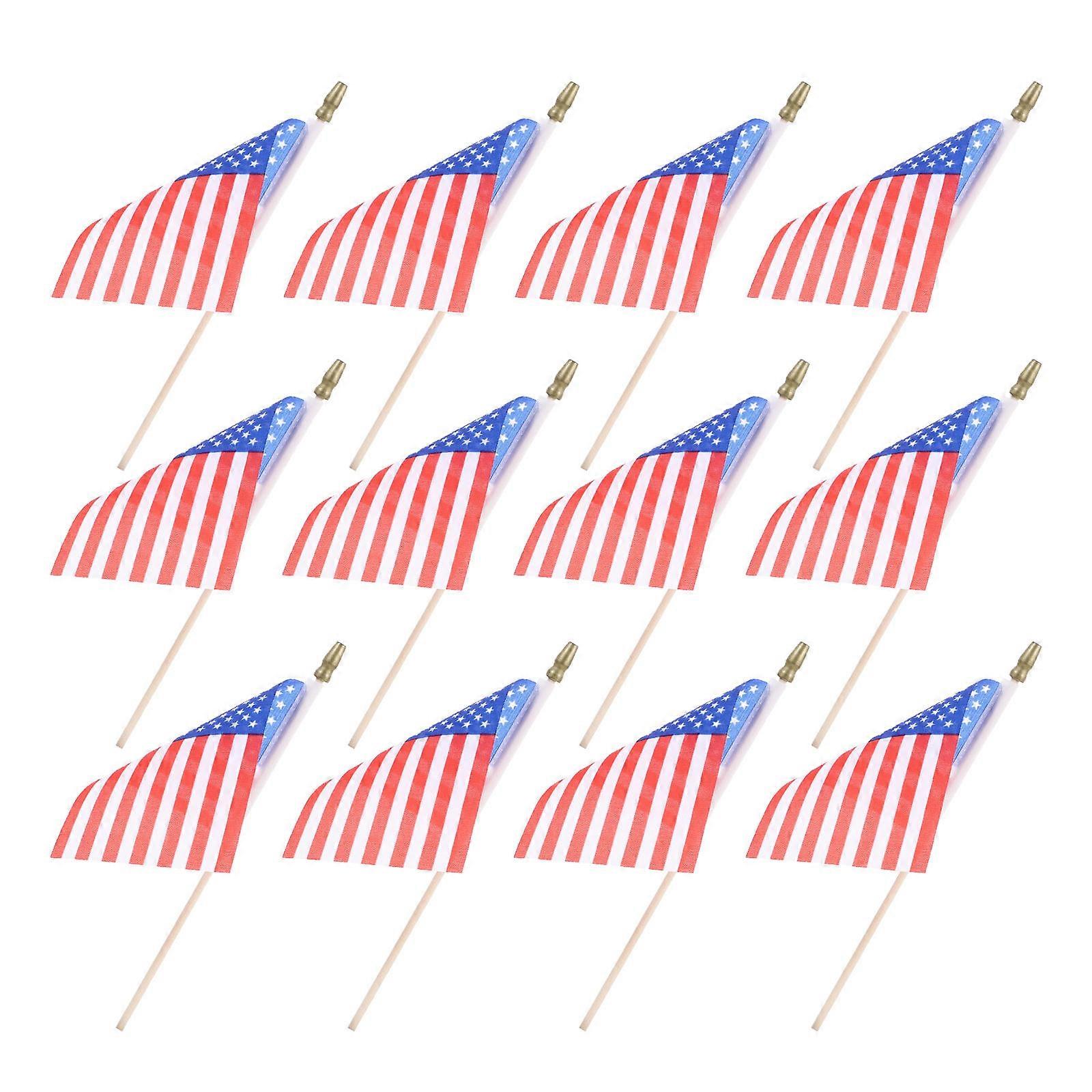 American Mini Flags for Decorating 12Pcs Portable Handheld Stick Flags