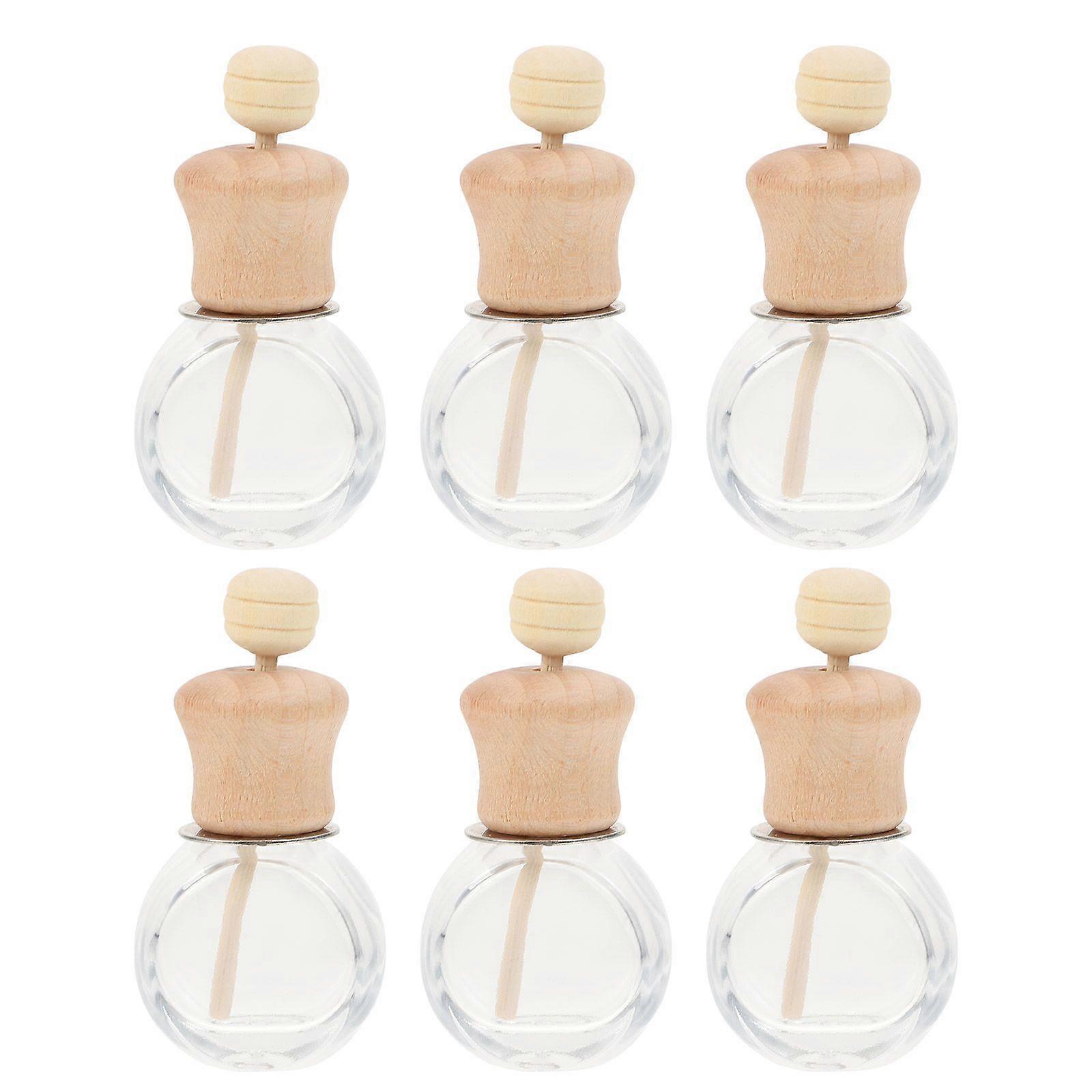 6Pcs Air Vent Essential Oil Diffusers Wooden Lids Rotatable Perfume Containers (Assorted Color)