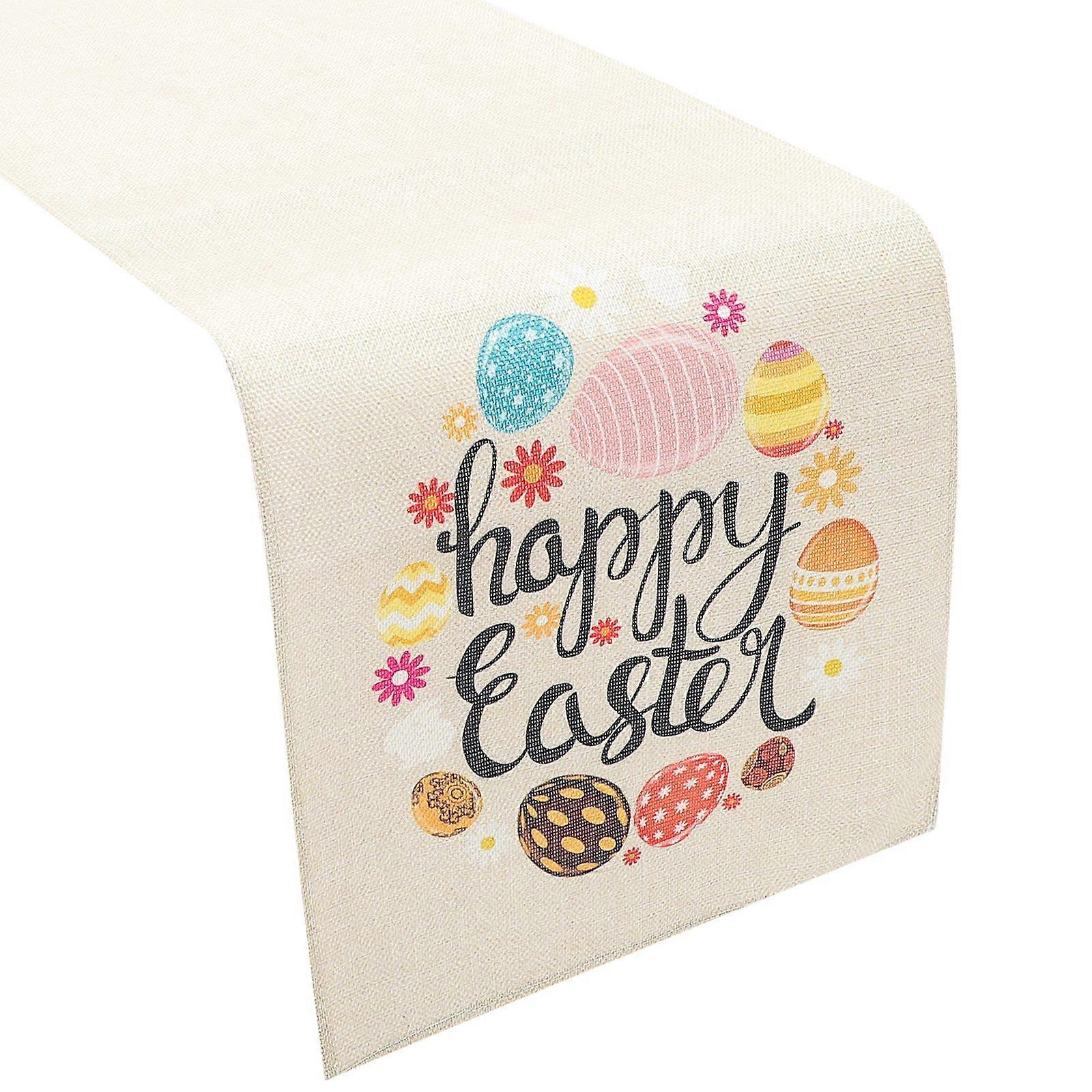 Easter Theme Table Runner Spring Holiday Table Cover Kitchen Dining Table Decoration