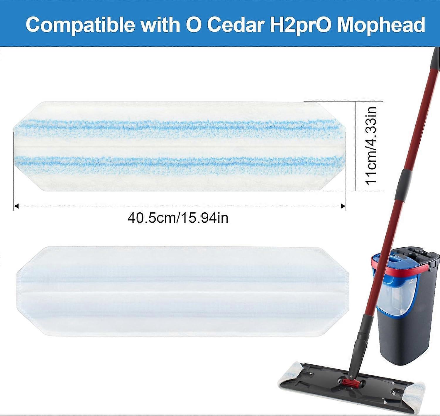 Replacement Pads for O Cedar H2Pro Flat Mop, Washable Microfiber Refills for Hardwood and Tile, 4 Pack