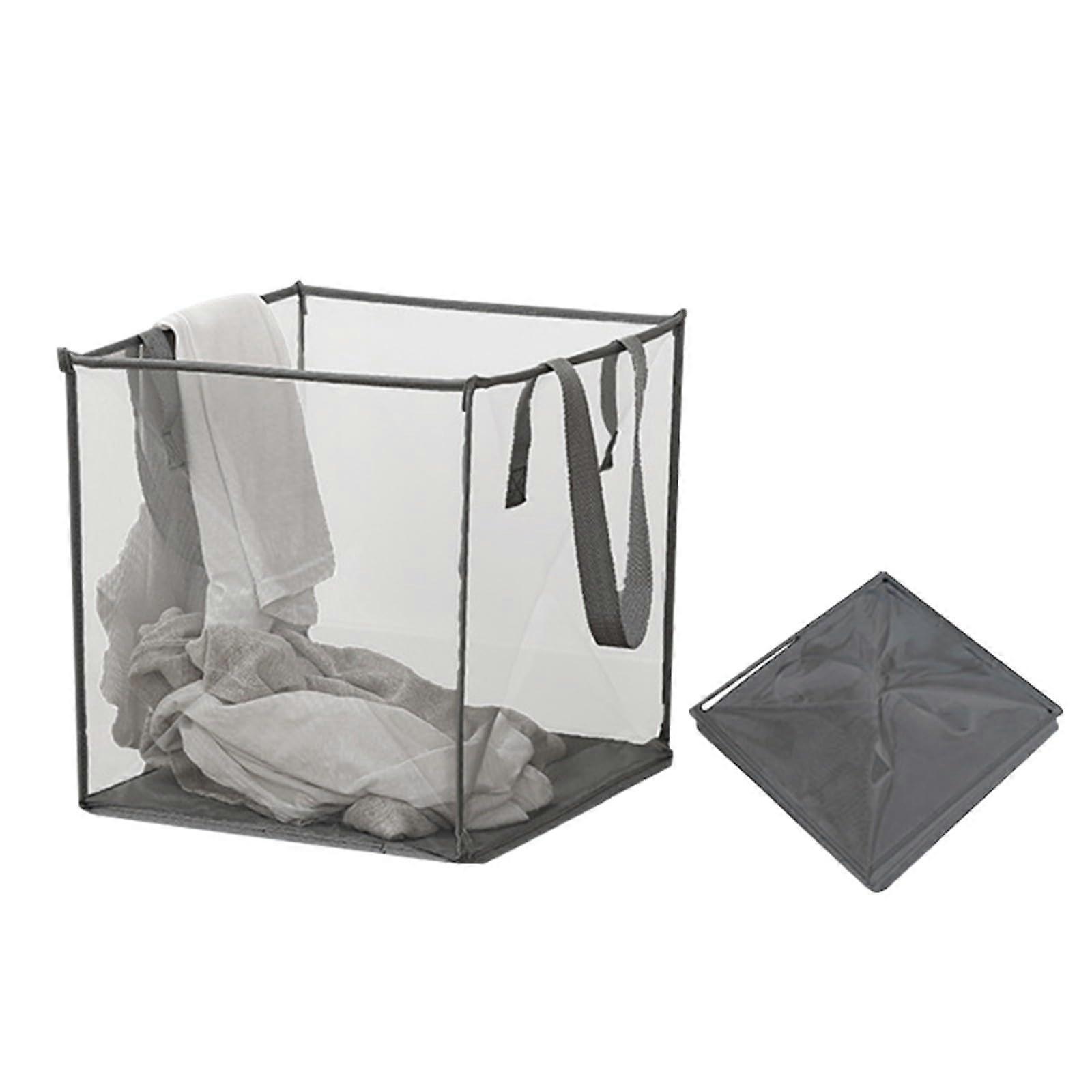 Large Foldable Mesh Laundry Basket with Handles, Breathable Waterproof Cube 33x33x3CM