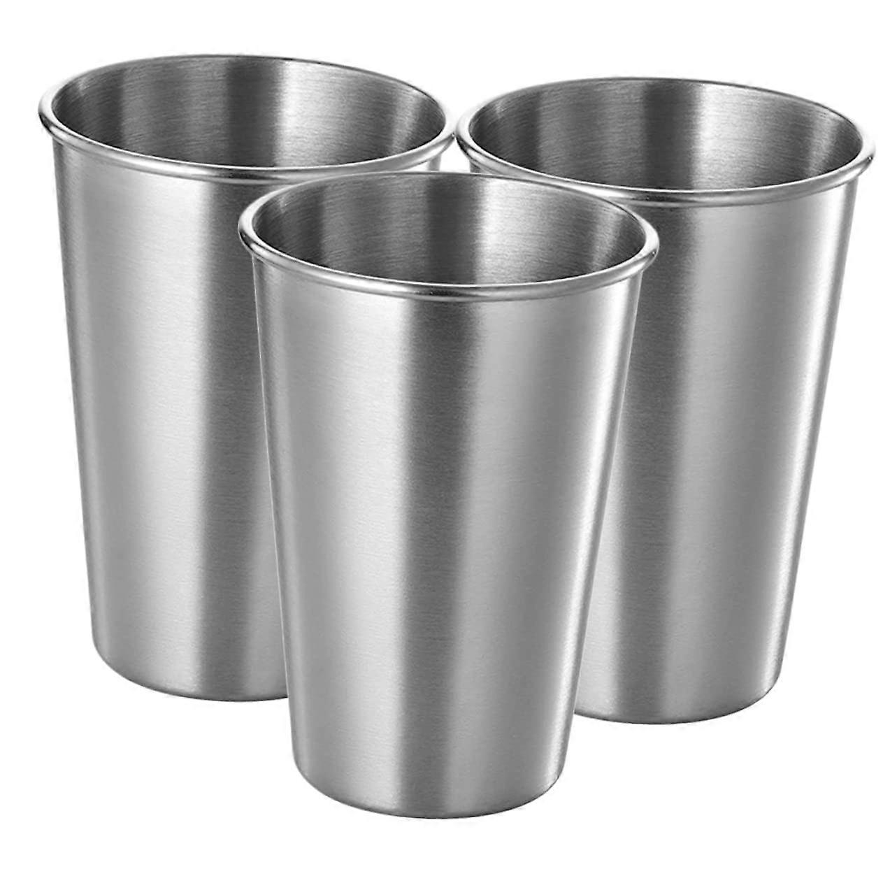 3pcs Stainless Steel Cups Set, Reusable Stackable Tumblers for Hot and Cold Drinks