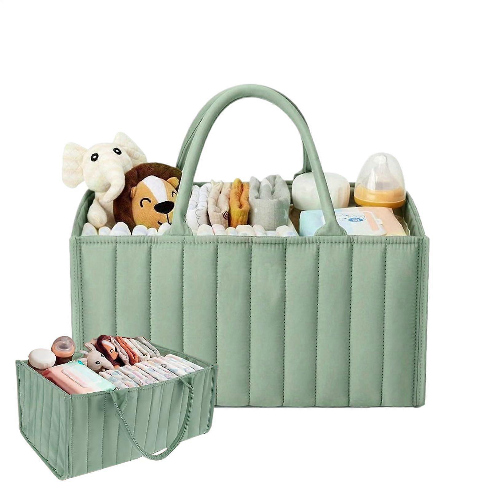 Waterproof Foldable Diaper Caddy Organizer with Handle for Nursery Changing Table Storage