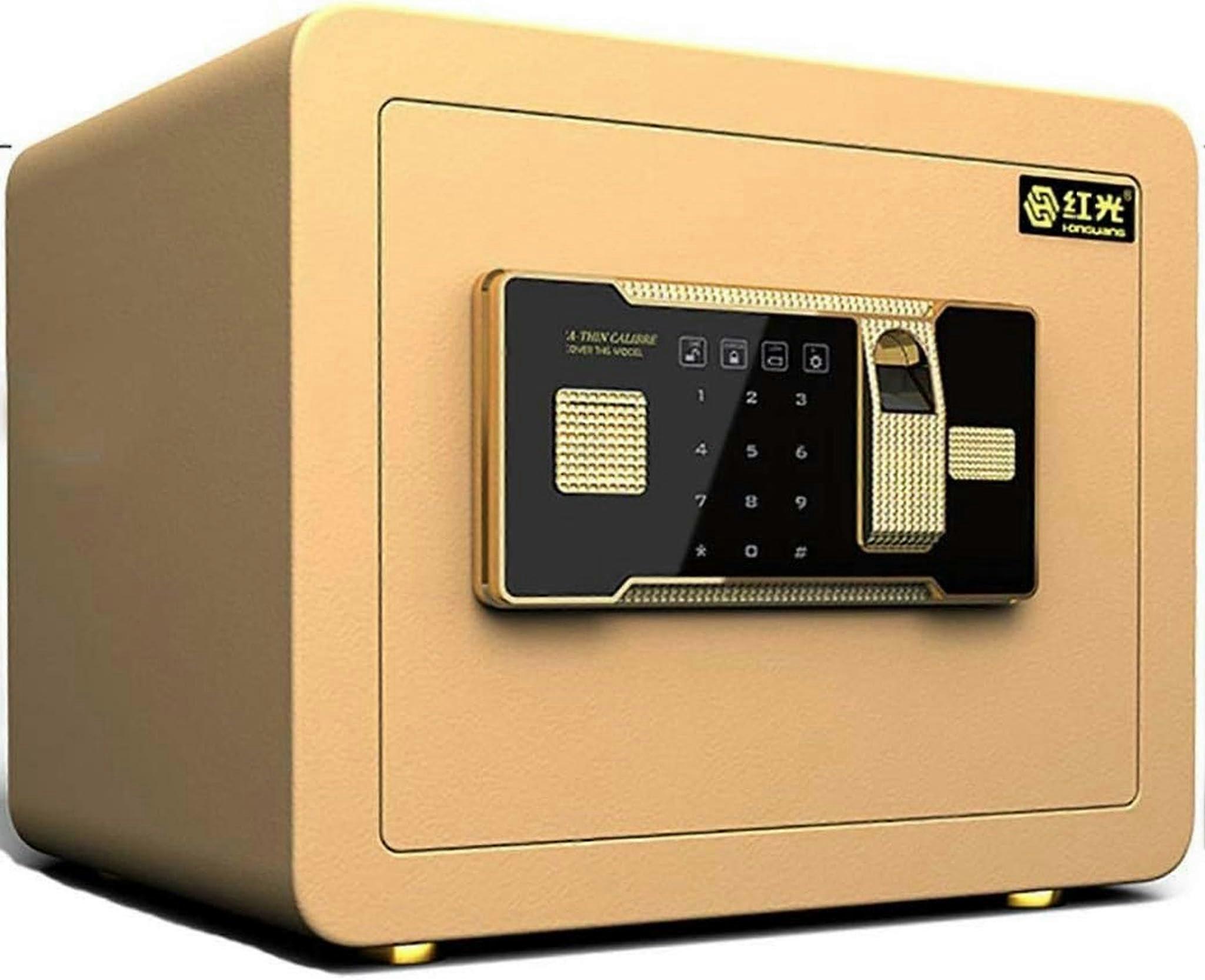 Electronic Digital Safe with Key and Code, Steel Home Office Hotel Safe Box, 35x25x25cm, Black