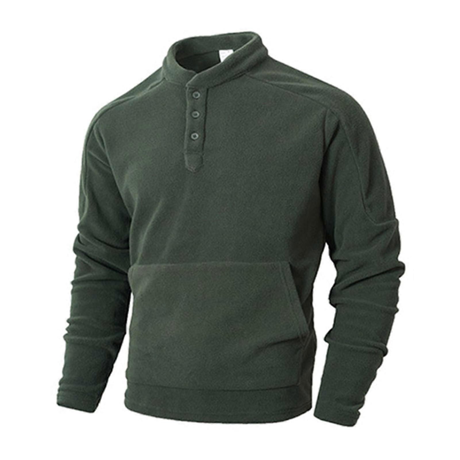 Men Stand Collar Sweatshirt Quarter Button-up Collar Casual Sweatshirt Fall Winter Warm Pullover