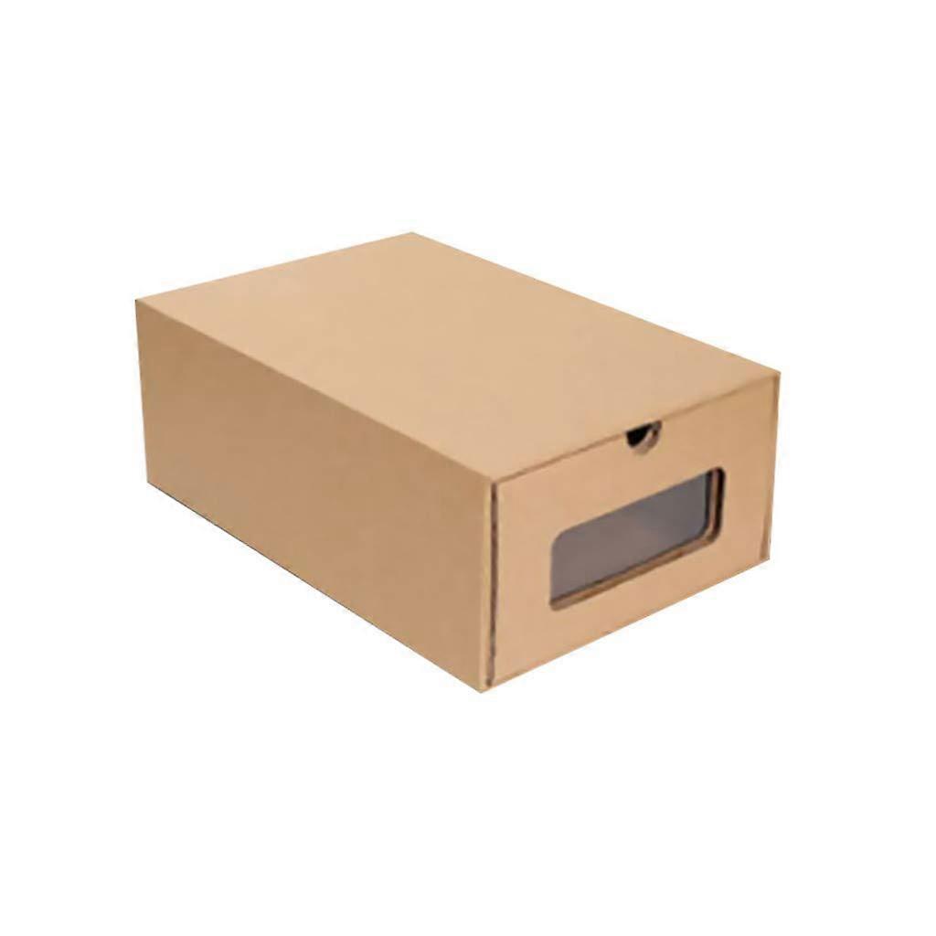 Stackable Shoe Storage Box with Transparent Front, Durable Kraft Cardboard Organizer for Closet
