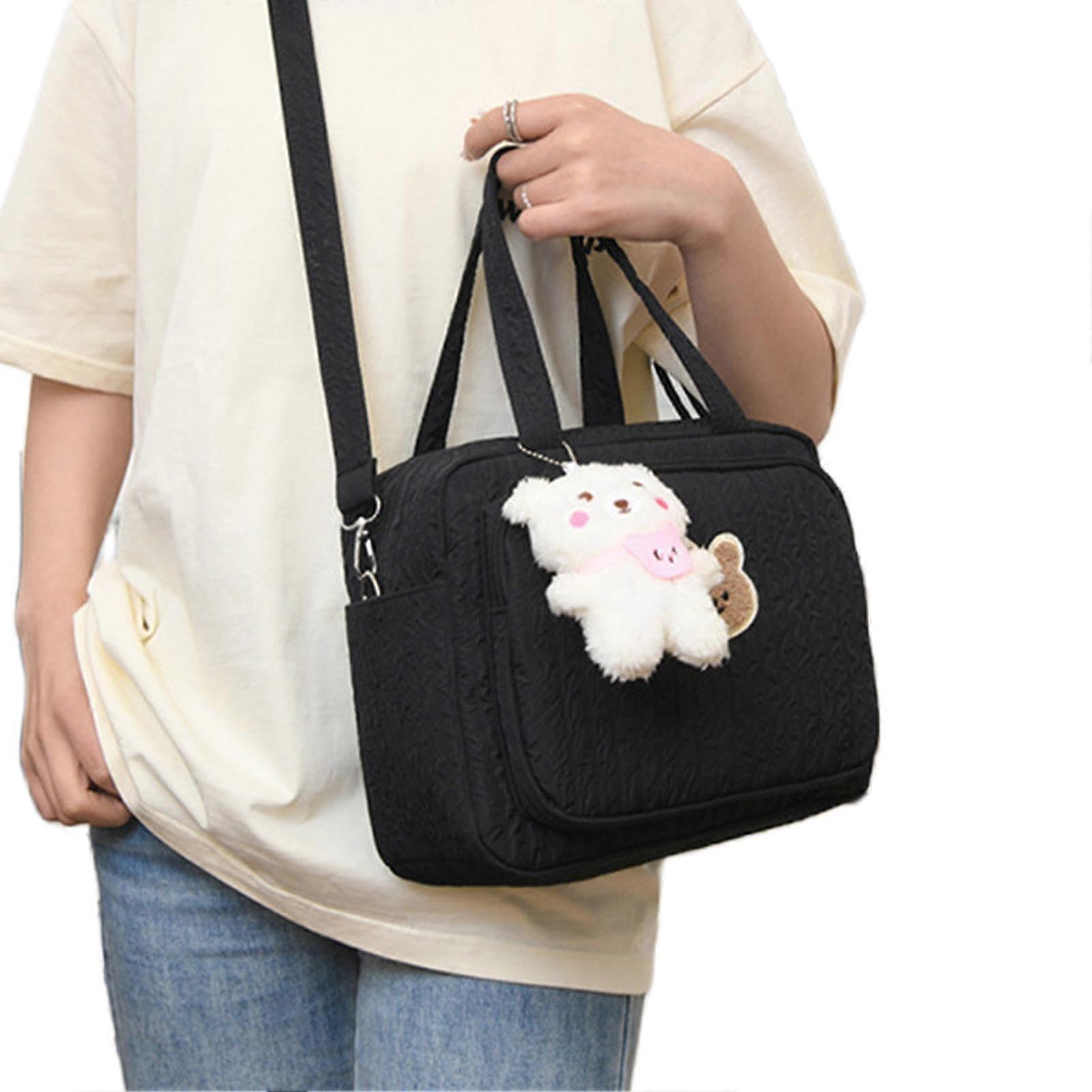 Diaper Bag Tote with Large Capacity, Multiple Pockets, Insulated Holders, Waterproof Lining, Black