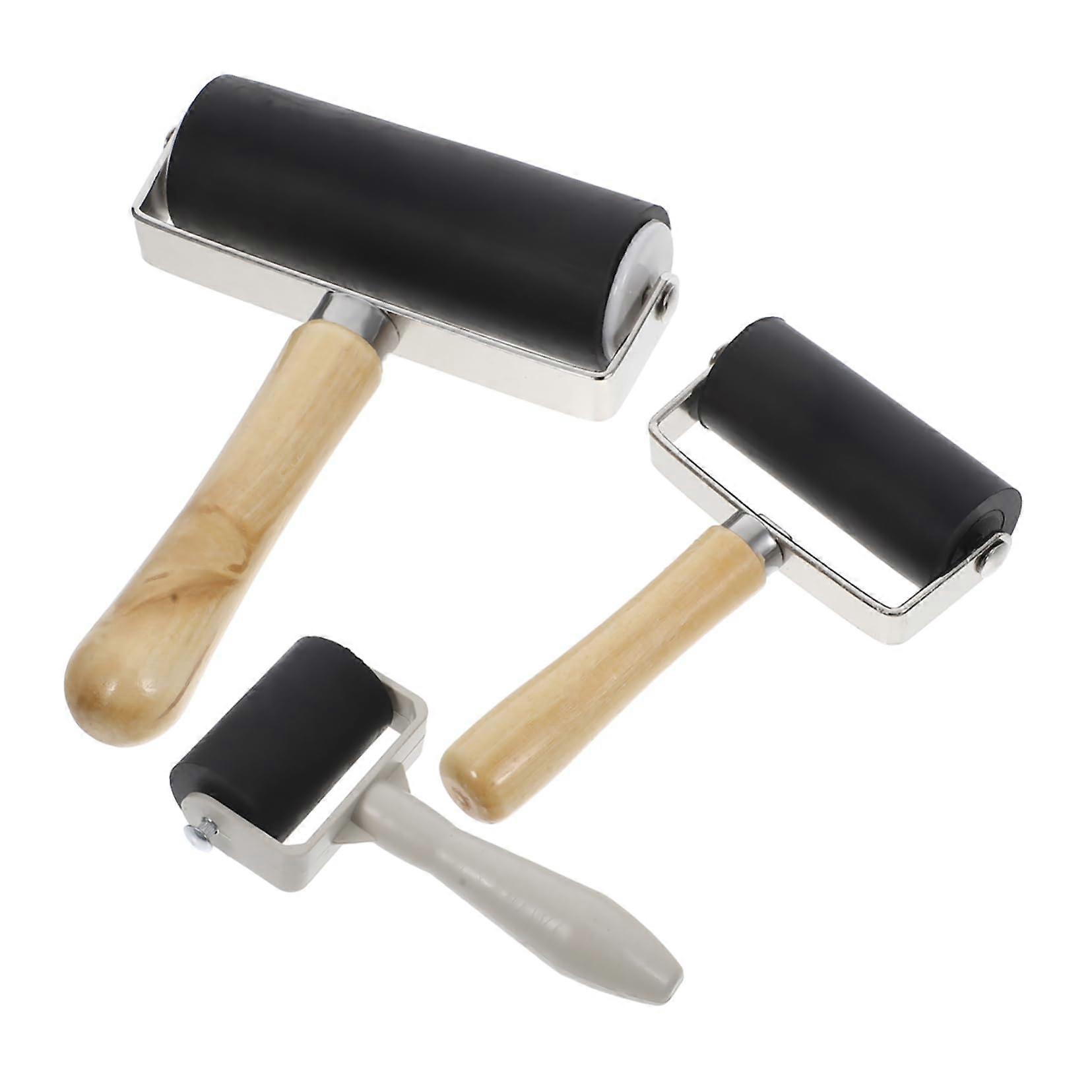 Printmaking Roller Set with Multiple Rubber Brayers for Smooth Ink Application and DIY Art Projects