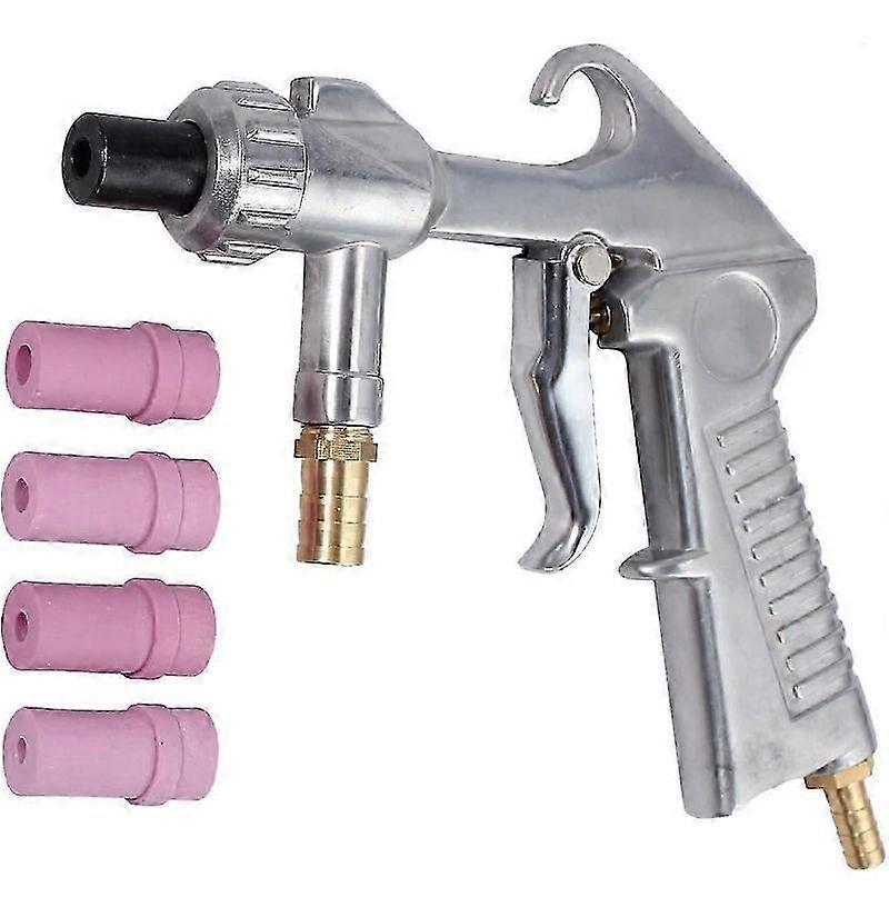 Sand Blasting Gun Sandblaster + 4Pcs Ceramic Nozzles + Extra Iron Nozzle Tip Set