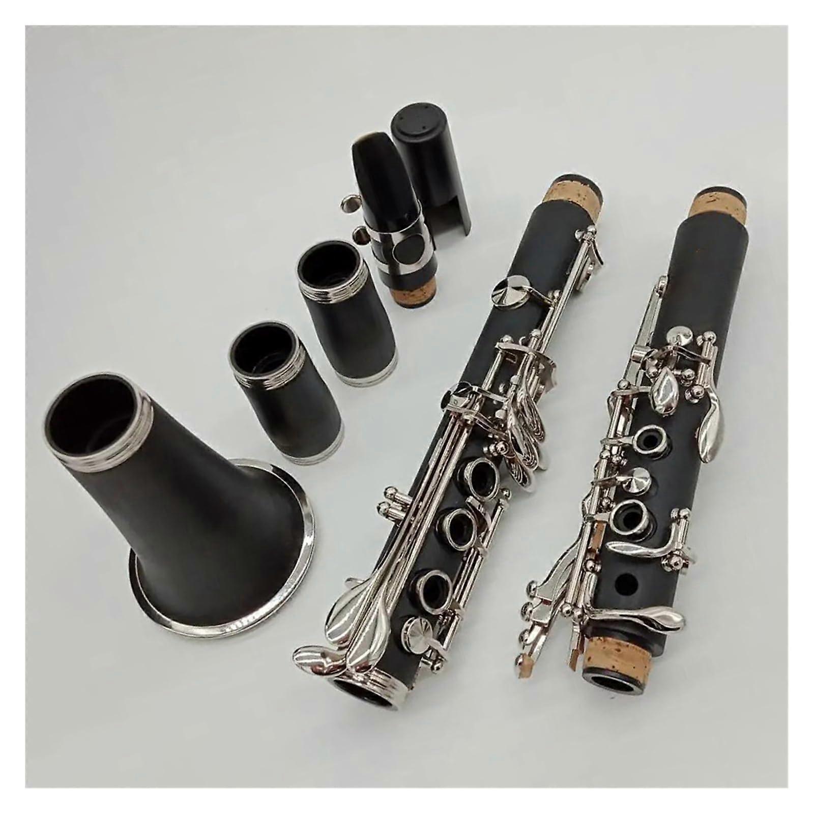 Bb Clarinet 17 Keys Bakelite Body with Silver Plated Keys for Students Beginners Set