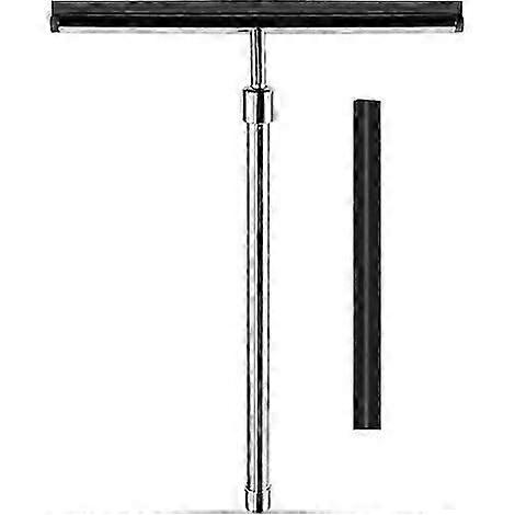 Bathroom squeegee with retractable handle for easy storage