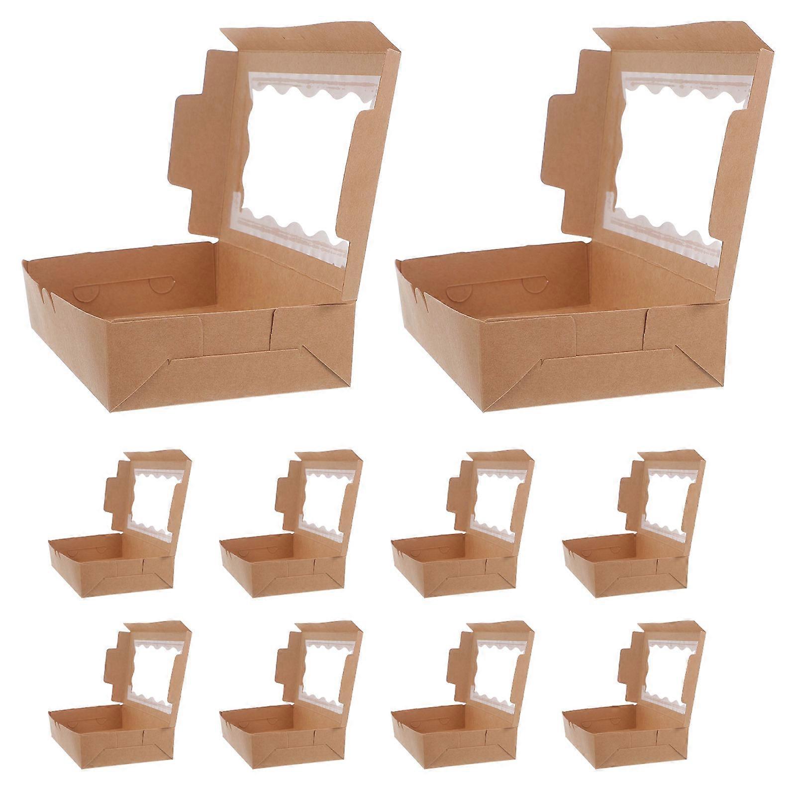 Packaging Box Kraft Paper Bakery Box for Packing Use 50Pcs Light Brown