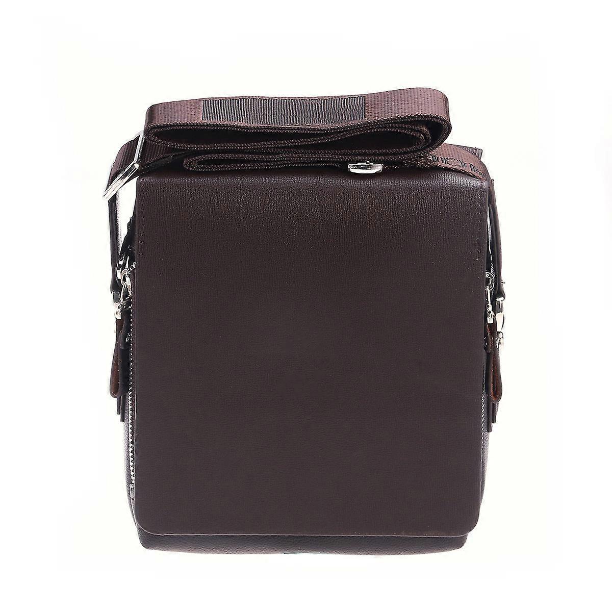 PU Shoulder Bag for Men Vertical Messenger Bag with Multiple Pockets