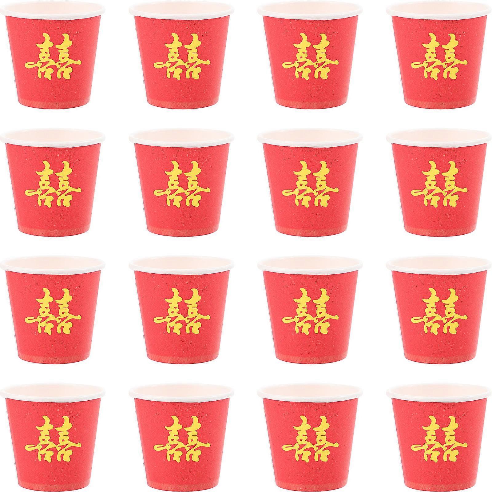 Disposable Small Cups Wedding Paper Cups Red 50Pcs for Parties