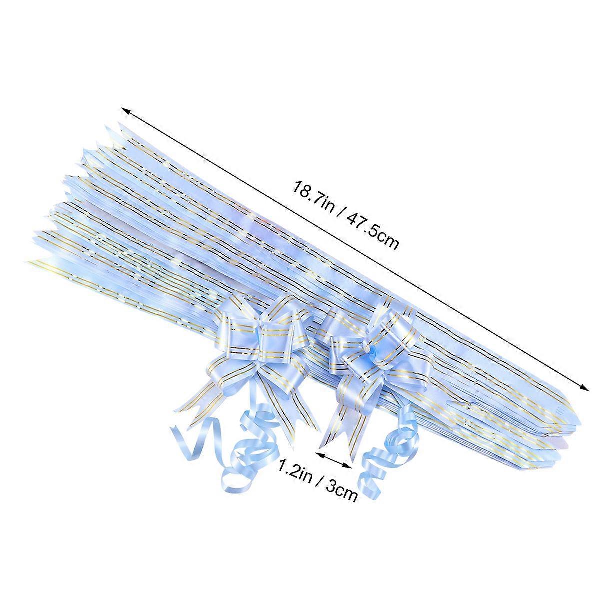 Golden Side Design Pull Bows for Wedding Decoration 20Pcs Sky-Blue