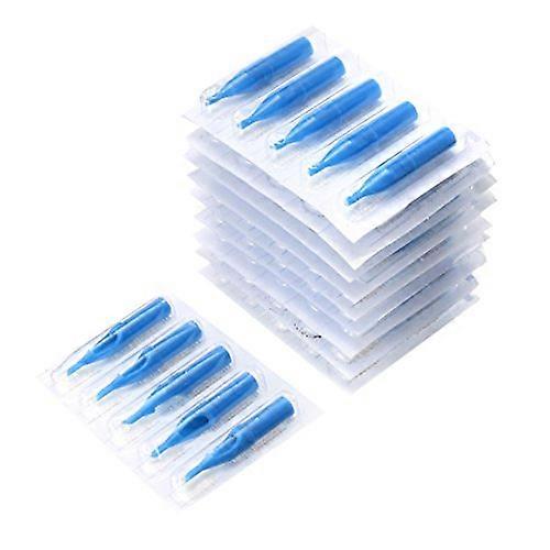 Tattoo Cartridge Tips 50 Pack Blue Disposable Diamond Tip with Protective Cap for Precise Work