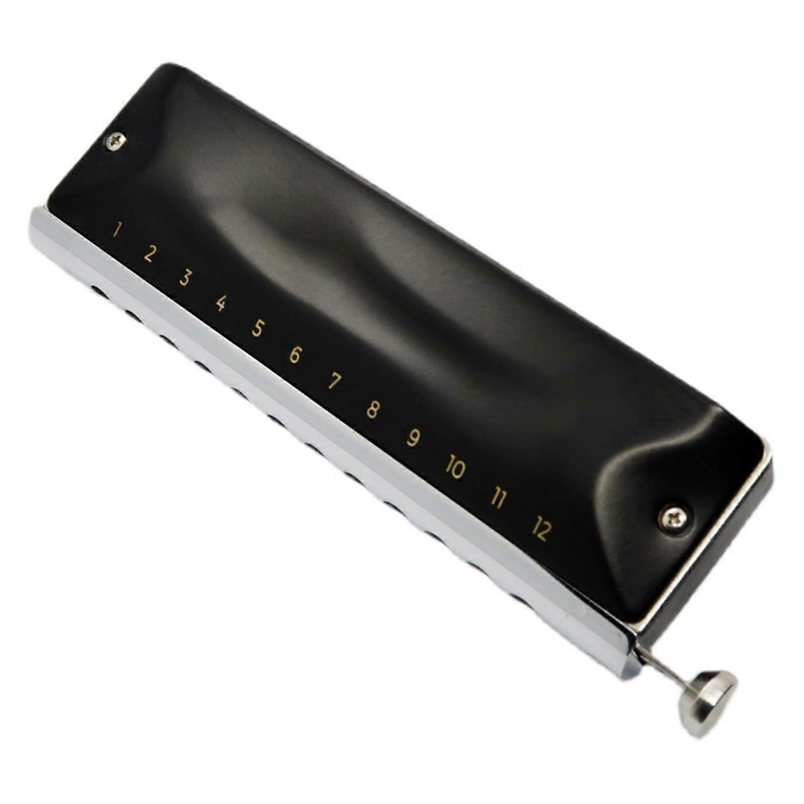Chromatic Harmonica C Key Black with Stable Natural Tone for Beginners Practice and Performance