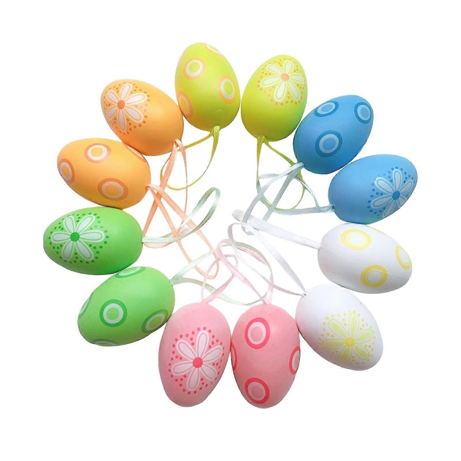 12Pcs Hanging Artificial Bird Eggs Easter Decor for Home Wedding