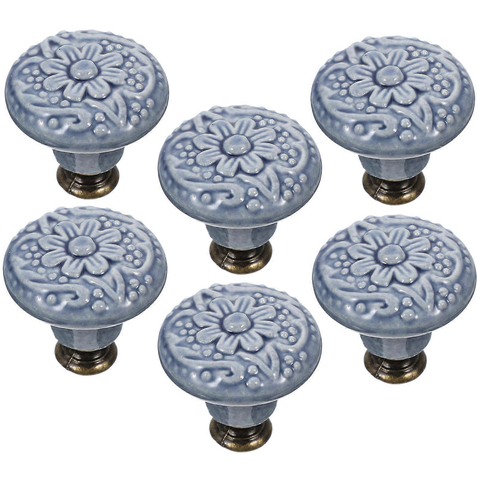 Cabinet Knobs Ceramic Decorative Knobs for 30Pcs Blue Drawer Hardware