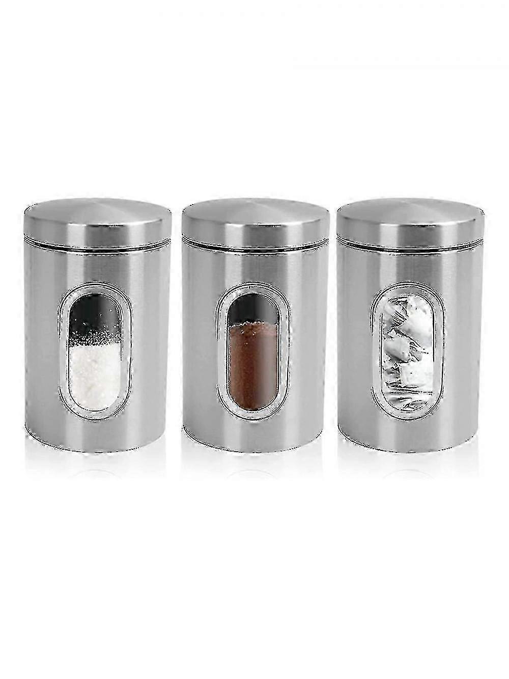 3 Piece Kitchen Canister Set Silver