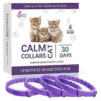 Set van 4 verstelbare kalmerende halsbanden met feromonen voor honden en katten, angstvermindering, tot 30 dagen.