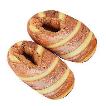 1 para damskich sandałów wewnętrznych Creative Bread Slipper Winter Home Ciepłe kapcie