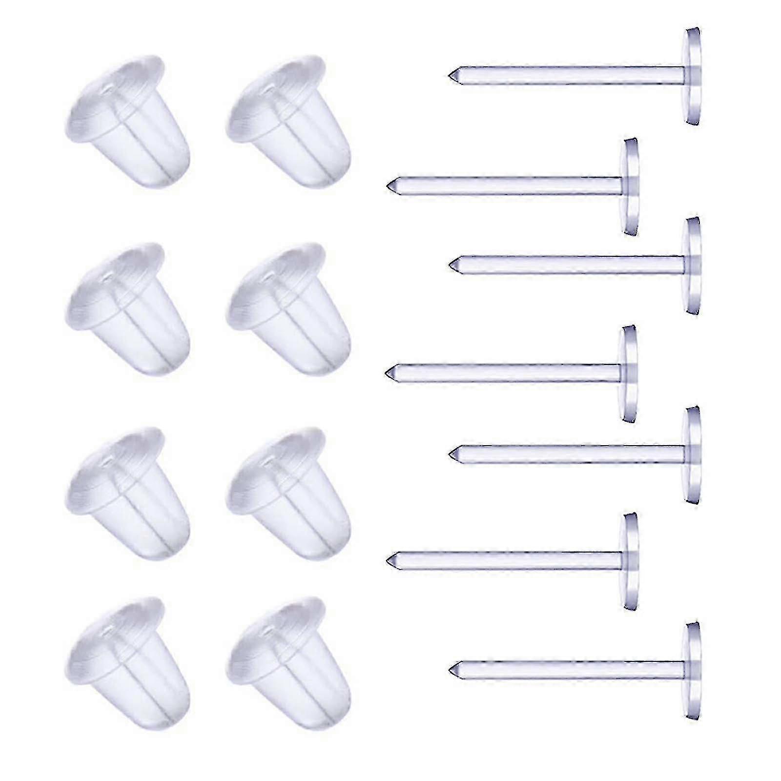 25 Pairs Plastic Earring Posts with Transparent Earring Backs