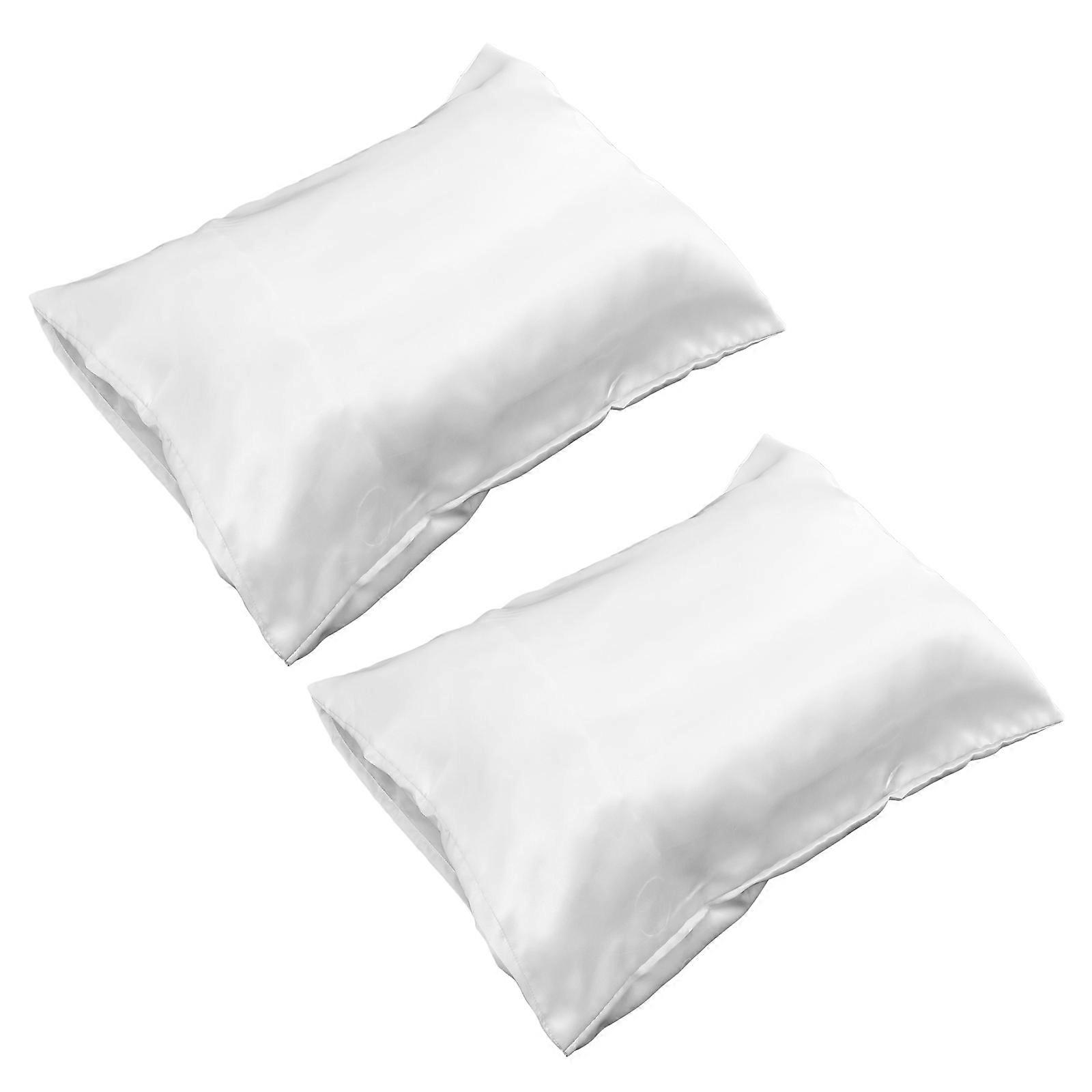 Simulation Silk Pillowcase Polyester Pillowcase for Home 4Pcs Set White