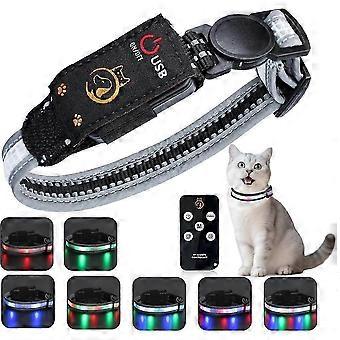 Cat Collar,Lighted Cat Collars for Night,Rechargeable Waterproof LED Cat Collar with Remote,Dog Lights for Night Walking