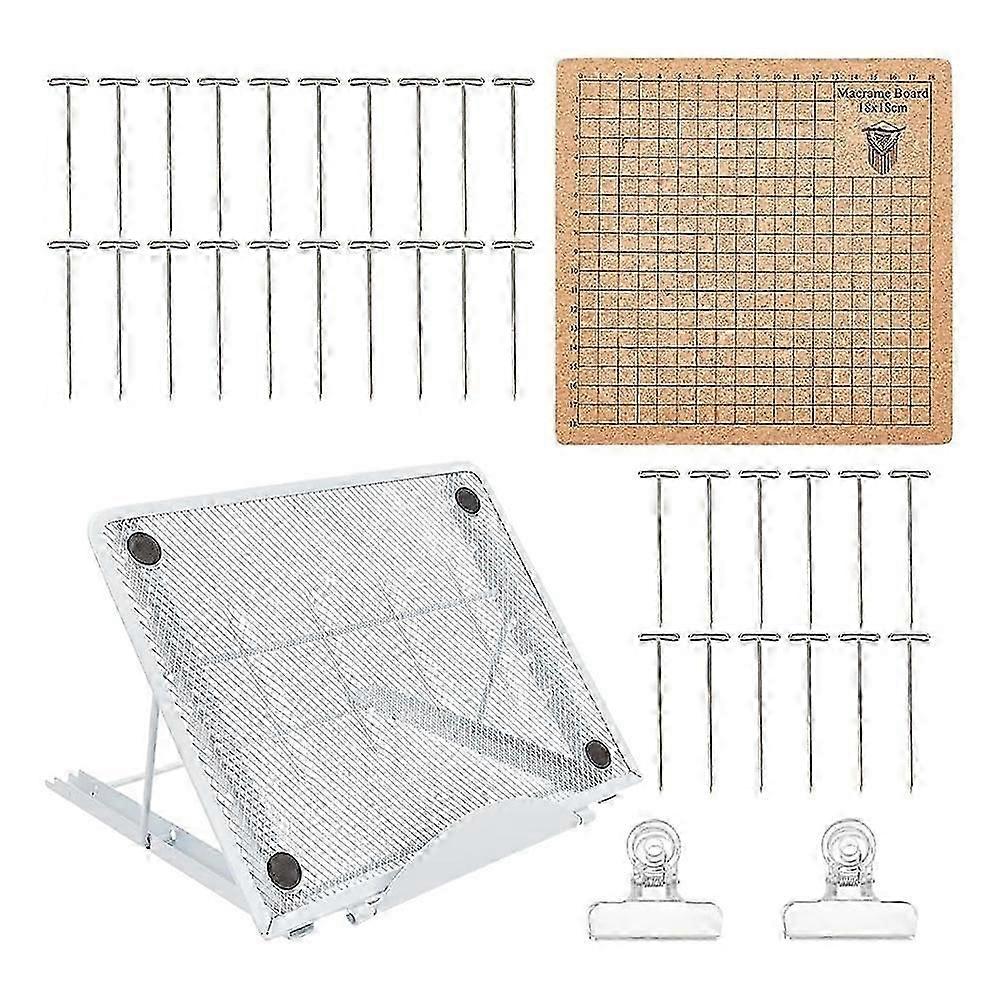 7x7 Inch Macrame Panel and Metal Adjustable Bracket,Double Sided Mesh Macrame Project Panel for Bra