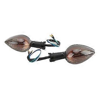 Pair Motorcycle Turn Signal Indicator Light Front Side 12V 6W Replacement for YZF R1 2009?2014Black