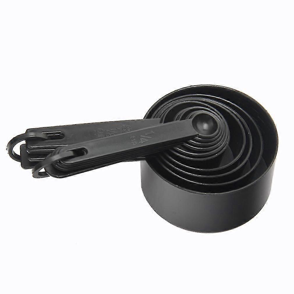 10pcs Black Plastic Measuring Spoons Cups Set Tools For Baking Coffee Tea
