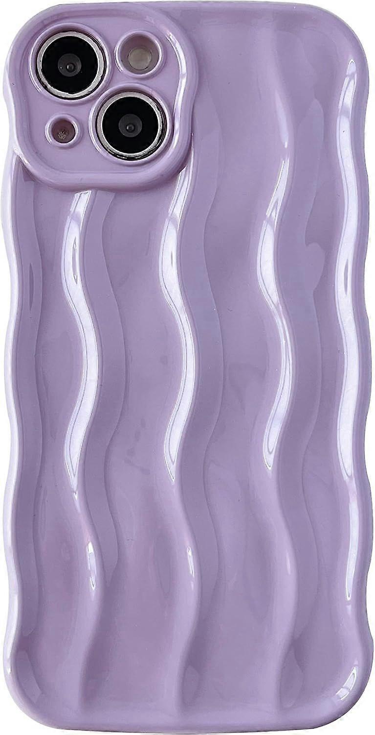 Water Ripple Pattern Curly Wave Frame Soft Compatible with iPhone Case (LPurple,iPhone 14)
