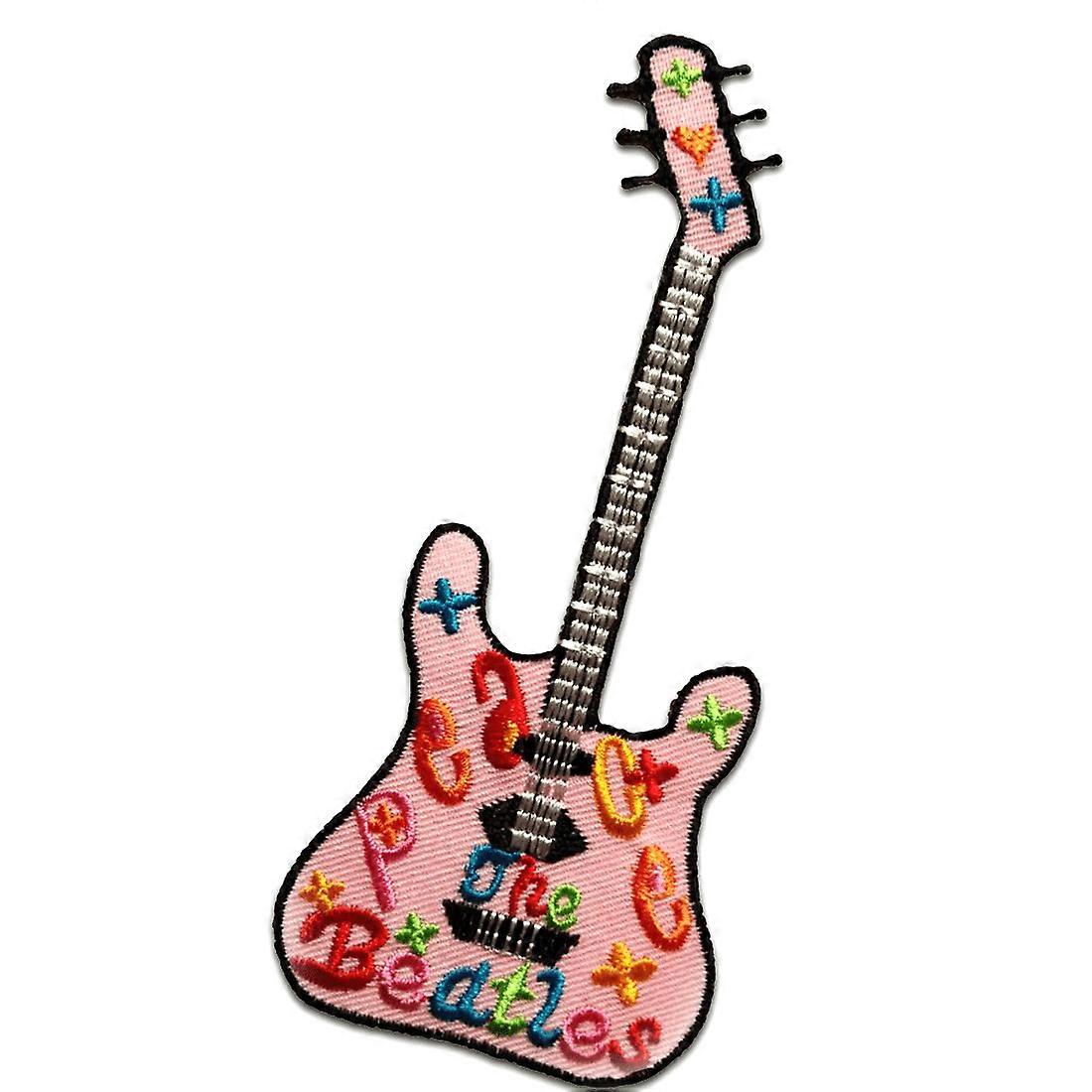 Patch / iron-on patch - Guitar girly - pink - 5.5 x 13 cm - Appliqué patch