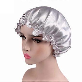 Gorro de seda para dormir, gorro de satén reutilizable para mujeres para proteger su cabello y gorro negro para mujer para la decoración del hogar.
