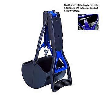 Foldable Pet Waste Scoop, Long Handle with Large Capacity, Durable ABS Ergonomic Curved Handle, Blue and Charcoal, for Cats Dogs Grasslands Gardens, 1