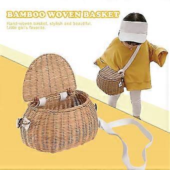 Pastoral Backpack for Kids Lightweight Eco-friendly Basket Bag Children's Wooden Rattan Bag 20*12*11.5cm New