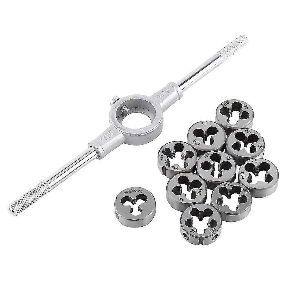 11PCS Coarse Thread Cutting Tool Kit M6-M12 Screw & Die Set