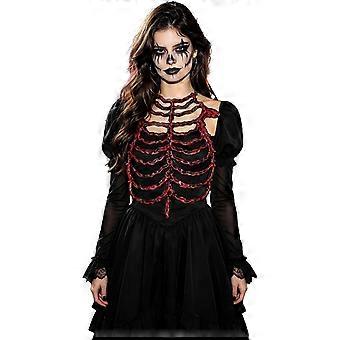 RUIYUE Gothic Skeleton Corset Rib Cage Armor Halloween Cosplay Chest 3D Rib Skeleton Harness Design, Vintage Gold Finish. Adjustable Fit.