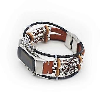 Modisches Design Dekoration Leder geflochtenes Uhrenarmband Ersatz für Fitbit Charge 6/5